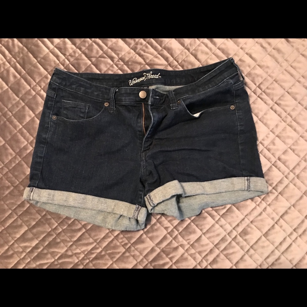 Mid-rise midi jean shorts
